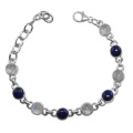 Bracelete de pedras preciosas de prata esterlina 925 Sterling Silver e Lapis Lazuli com design único